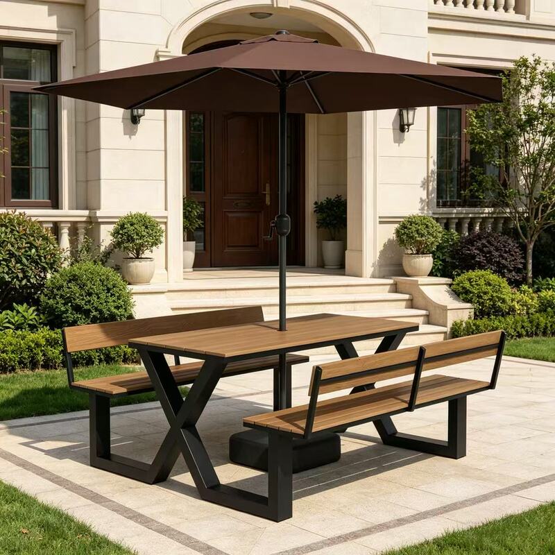 Outdoor Integrated Table and Chair Set with Backrest, Suitable for Coffee and Milk Tea, Leisure Seating for Tourist Areas and Commercial Streets