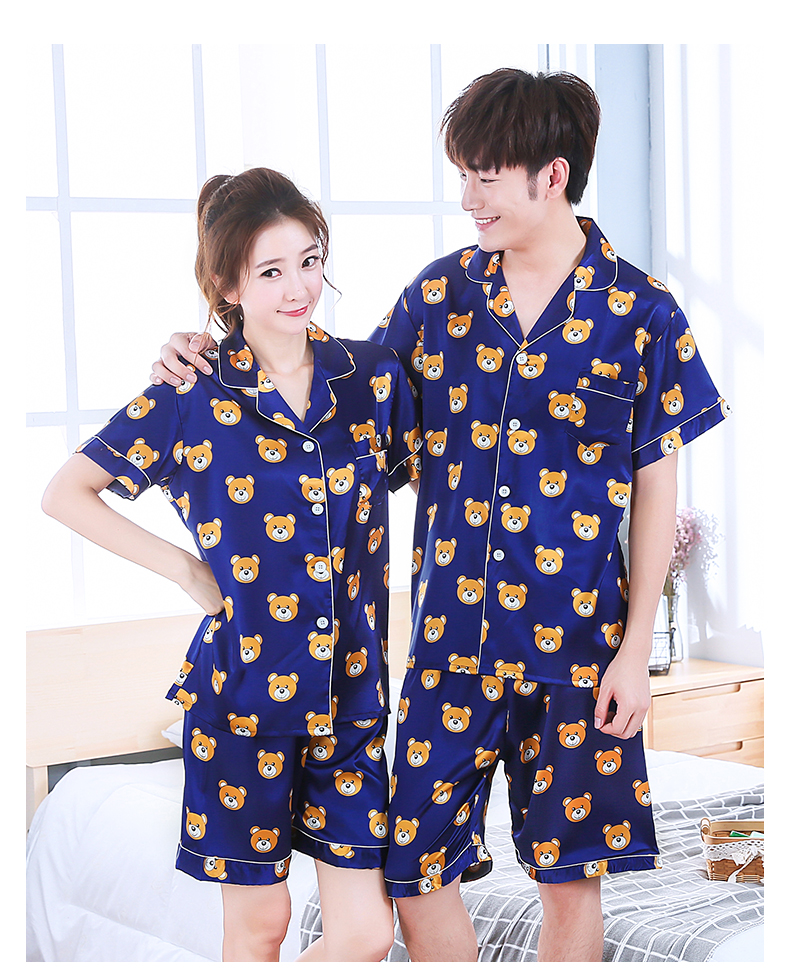 Vài bộ đồ ngủ phụ nữ mùa hè đồ ngủ nam ngắn tay phù hợp với quay lụa lụa lụa phần mỏng dễ thương sexy dịch vụ nhà bộ đẹp cho cặp đôi