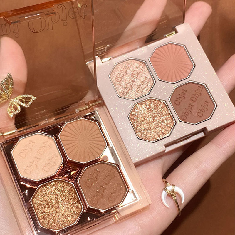 Niche brand four-color earth-color milk tea eyeshadow palette ins super fire parity student summer pearl