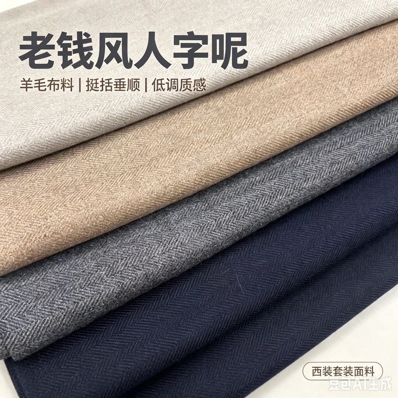 Autumn and Winter High-End Australian Wool Herringbone Wool Fabric Wool Coat Pants Suit Fabric