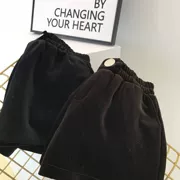 Quần short ống rộng cạp cao nữ mùa thu đông 2018 mới Một từ rộng eo cao bên ngoài mặc quần bốt là quần ống rộng ống rộng
