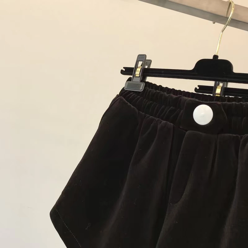 Quần short ống rộng cạp cao nữ mùa thu đông 2018 mới Một từ rộng eo cao bên ngoài mặc quần bốt là quần ống rộng ống rộng