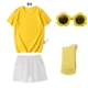 Желтые шорты, очки, носки, короткий рукав