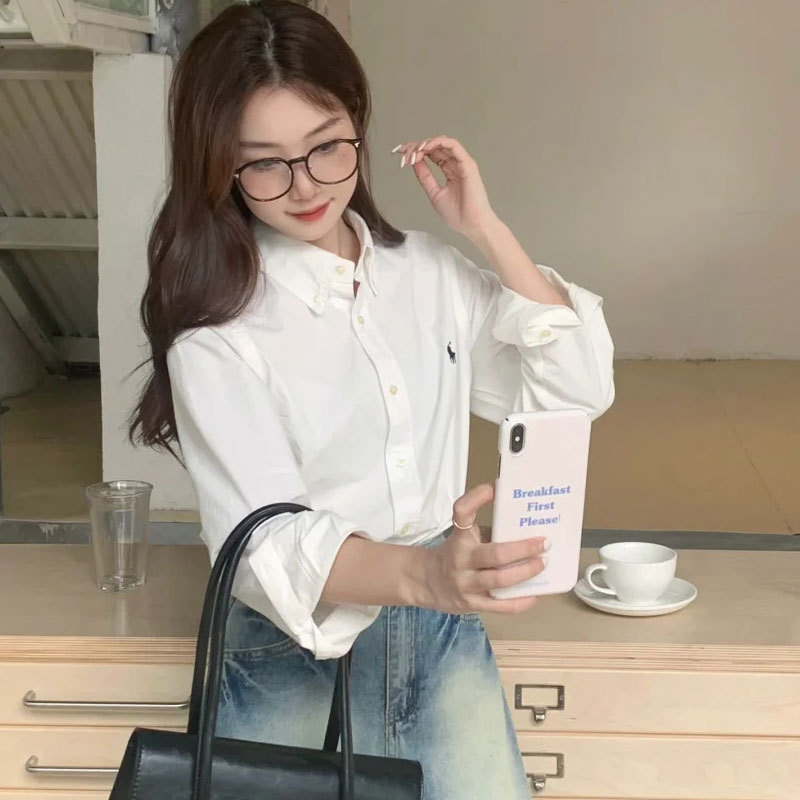 Ralph Lauren Polo High-End Designer Slim-Fit Shirt for Women, Pure Cotton Casual Slimming Top Ralph Lauren Polo High-End Designer Slim-Fit Shirt for Women, Pure Cotton Casual Slimming Top