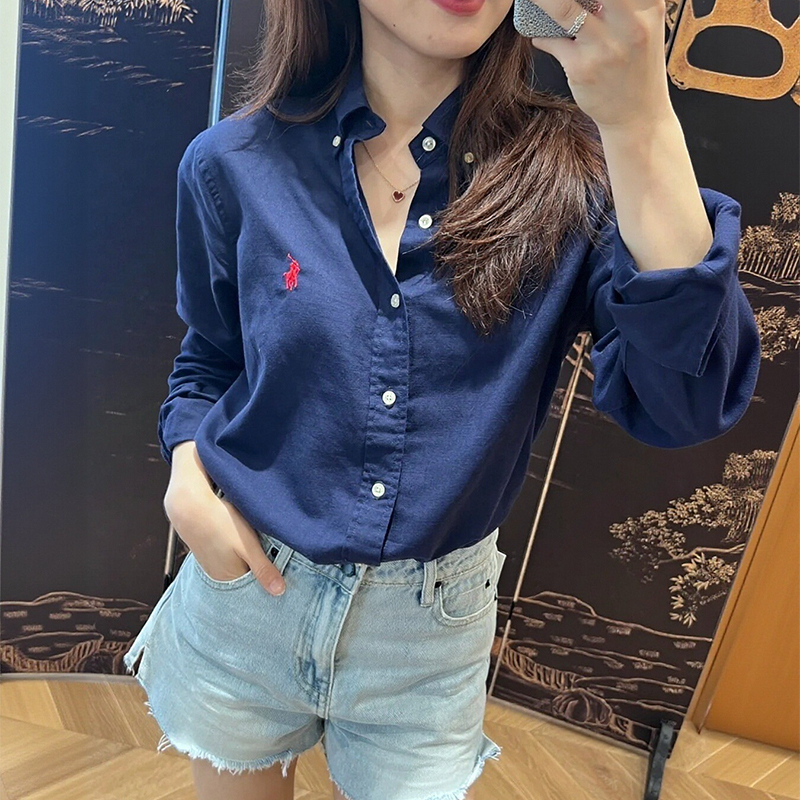 American Ralph Lauren Paul Casual Versatile Design Shirt Women's Pure Cotton Embroidered Autumn Top