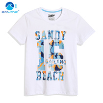 Gai Lang seaside resort cotton breathable short sleeve mens T-shirt youth pure white letter trend round neck mens short sleeve t-shirt