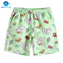 Cover Wave Cartoon Cartoon Shorts Fashion Men Beach Pants Down Water Speed Dry Loose Big Code Swimming Seaside Swimming Pants