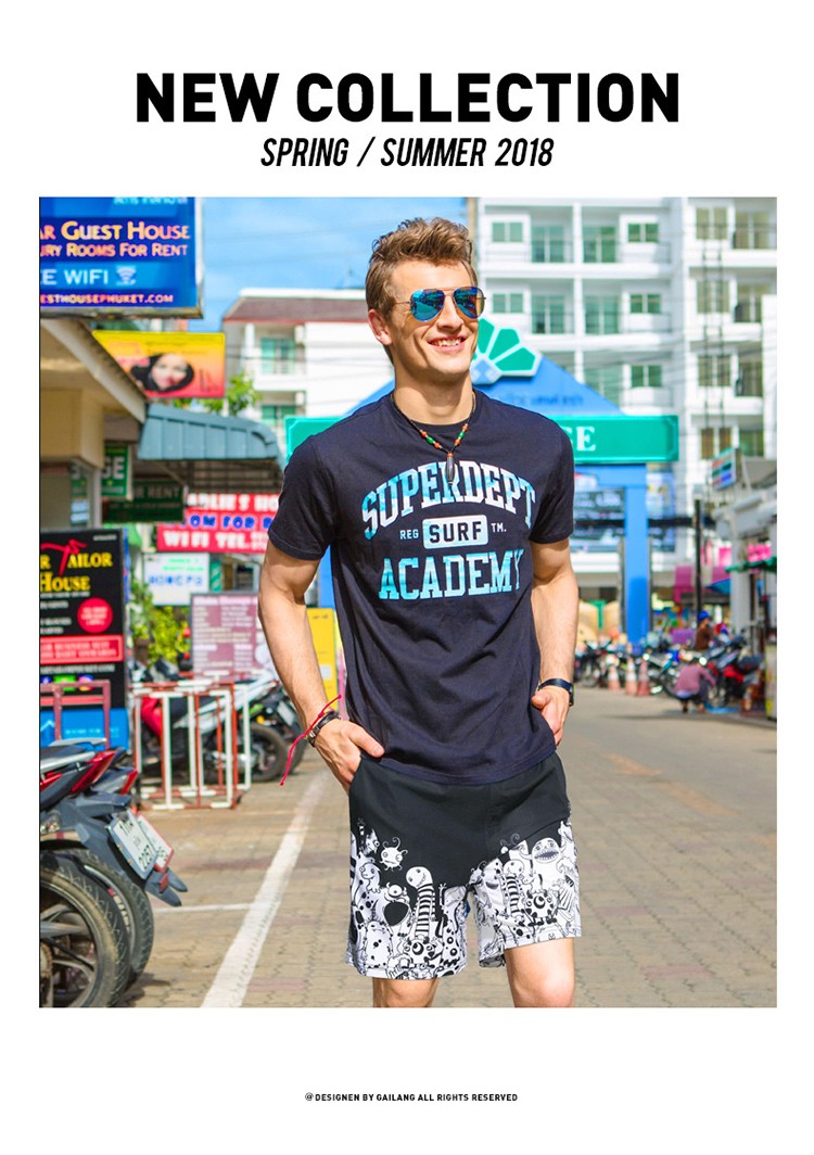 Nhanh chóng làm khô bãi biển quần của nam giới lỏng quần short giản dị với lót suối nước nóng boxer bơi thân bên bờ biển kỳ nghỉ quần quần thủy triều 	quần áo cây dừa đi biển