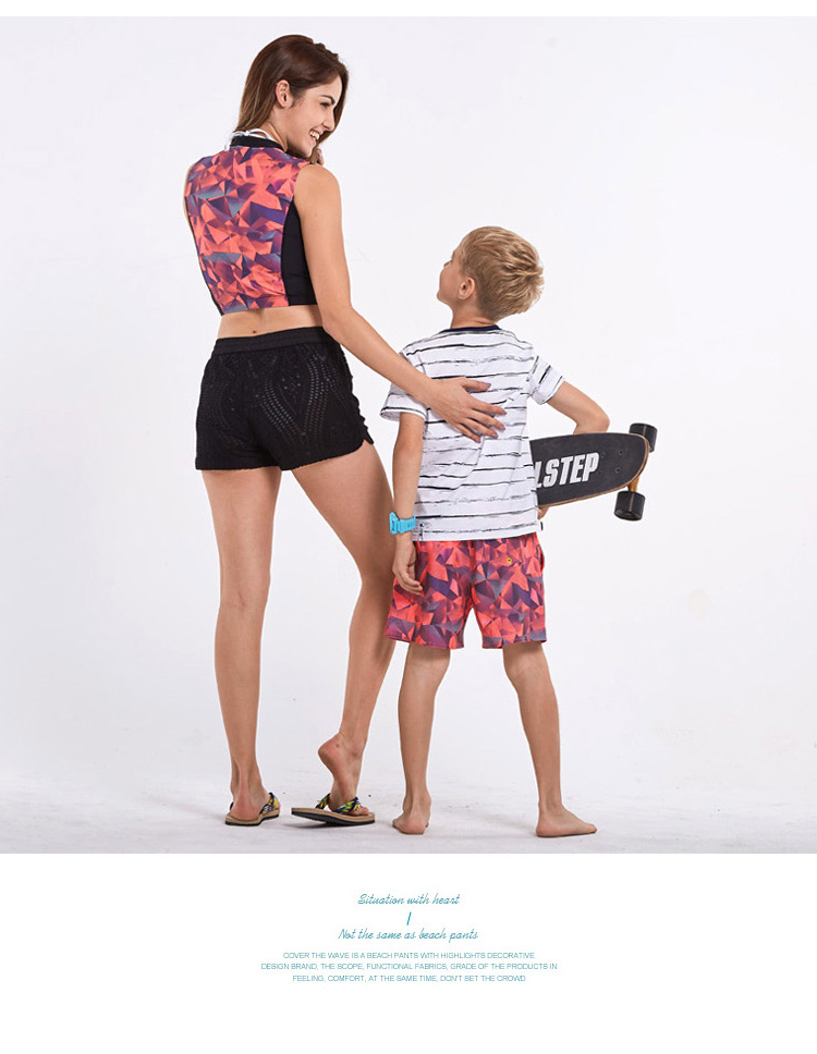 Đàn hồi nhanh chóng làm khô trẻ em lớn của bãi biển quần lỏng trai cha mẹ và con boxer shorts bên bờ biển kỳ nghỉ quần short bơi thân 	quần gió đi biển
