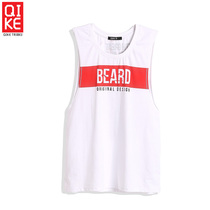 Summer Men Seaside Resort Sports Fitness Casual Vest Breathable Loose Short Sleeve Pure letters European and American T-shirts