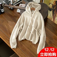 Mùa thu đông 2018 áo len cashmere mới của phụ nữ đội mũ trùm đầu phụ nữ áo len lỏng lẻo áo len đan đáy áo phiên bản Hàn Quốc áo len cánh dơi