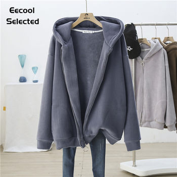 High quality warm thickened velvet zippered jacket for women