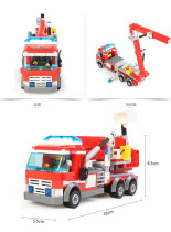 6-year-old boy assembled fire cloud ladder car compatible Lego building block parquet assembly Puzzle Toy Model Gift