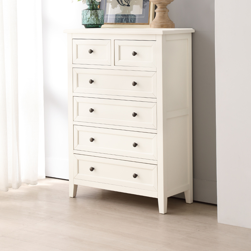 Luxurious Family American Countryside Full Wood Retro Oak White Six Bucket Cabinet Bedroom Living Room Containing Cabinet Innate Furniture