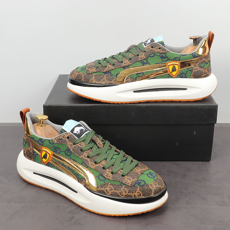 New thick underneath sports shoes fashion network red personality printing youth trend casual plate shoes