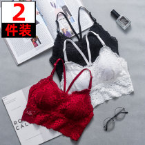 Red beauty underwear sexy inner lace wrapped with lace lace wiped chest breast-free steel ring