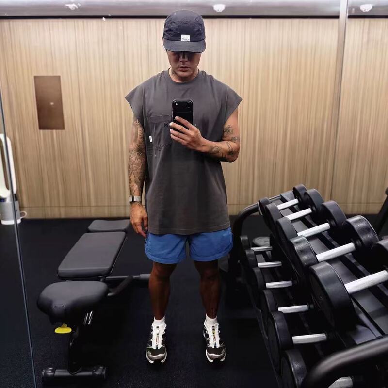 Express Free Shipping Madness Pocket Tank Top Pure Cotton Embroidered Pocket Vest Shawn Yue 26Ss