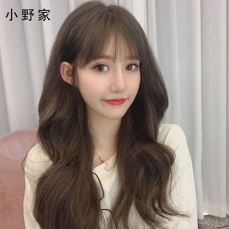 Small wild home wig woman long curly hair large wave air and sea nature fluffy long hair net red real hair wig cover