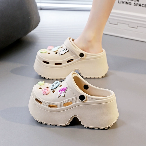 Li Ning, летние тапочки в стиле Crocs на платформе, пляжные босоножки, женский стиль, подходят для носки на улице, закрытый носок, увеличивают рост на 8 см, пляжный стиль