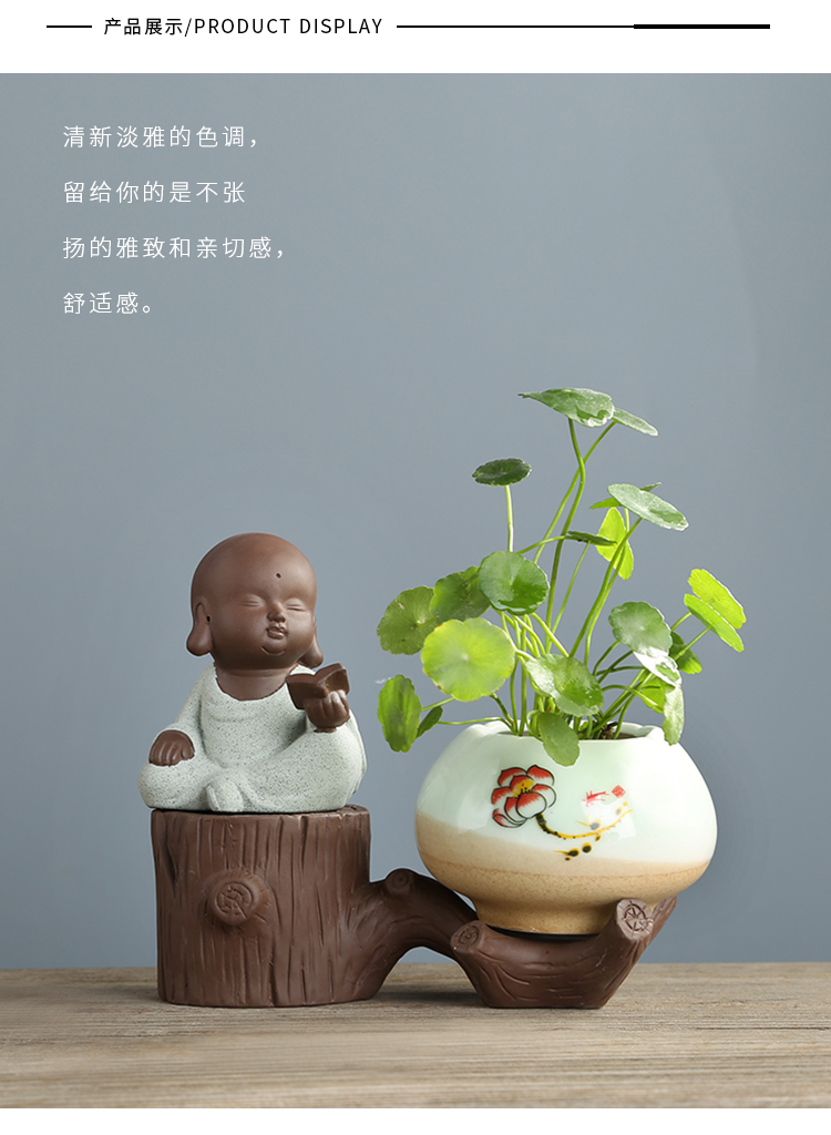 Sáng tạo nước xanh thủy canh chậu hoa tím cát bình nhỏ nhà phòng khách trang trí nhà sư nhỏ trang trí nước bảo tồn Zen mới - Vase / Bồn hoa & Kệ giỏ sắt treo chậu hoa ban công