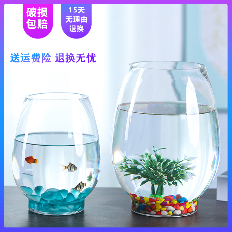 Transparent glass vase Gold Ge hydroponic vase Simple vase Round hydroponic fish tank Gold fish tank