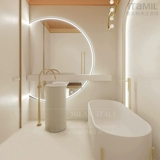 Гундонг кирпичный кремовый плиточный пол плитка 800x800 спальня не сластка подсветка кирпич. Новая ванная комната