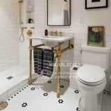 Романтическая французская стиль белая черная мозаичная плитка шестиугональные плитки в северных магазинах, ванная кирпичная настенная плитка