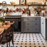 Викторианская восьмиугольная плитка Черно -белая проверяемая наземная плитка французская мозаика Баос