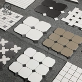 Викторианская восьмиугольная плитка Черно -белая проверяемая наземная плитка французская мозаика Баос