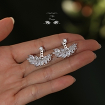 Crystal Flower and Light Wing Original Design of Pure Silver High-Sensed Earring Female Sense Sense Series Mounted