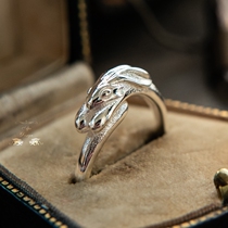 Small Crowddesign Animal Cute Sembark Bunny Rabbit 925 Silver Opening Ring Personality Adjustable Ring
