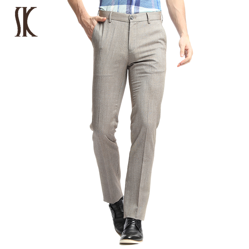 SK Men's Business Full Wool Casual Pants Men's Single West Pants Shopping Mall Same Striped Young and Middle-aged Summer Pants