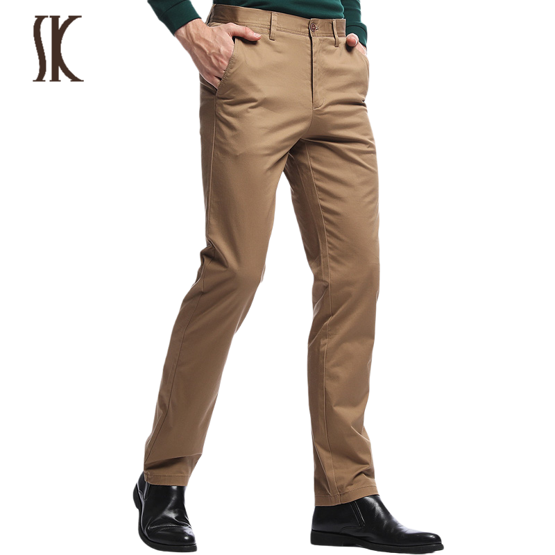 SK Men's Style Casual Pure Cotton Net Color Medium Waist Straight Cylinder Casual Pants Men Sports Card Its Color Father Courtesans Pants Autumn