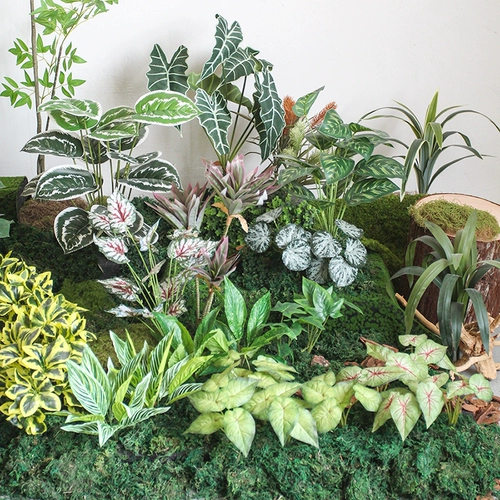 Высокая имитация зеленого растения, одно большое листовое растение, ресторан, торговый центр, окно, озеленение, украшение для детского сада, угол растения