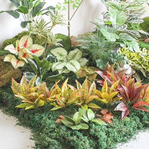 Высокая имитация зеленого растения, одно большое листовое растение, ресторан, торговый центр, окно, озеленение, украшение для детского сада, угол растения