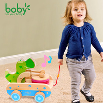 Toddler crawling Child dragging Toddler hand car Baby traction 1-2-3 years old music crocodile drumming toy car
