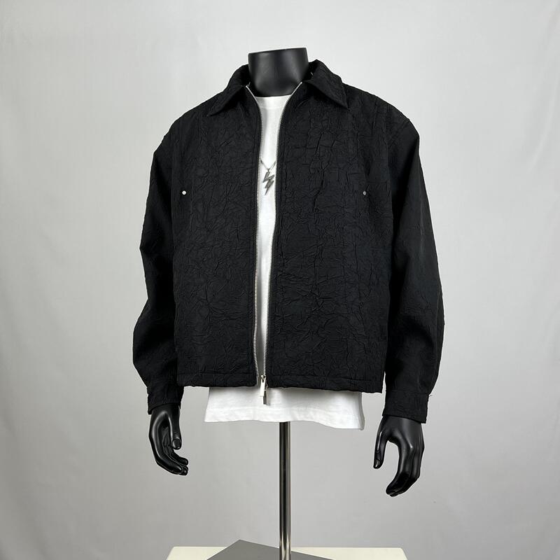Fanvanka American Retro Pleated Texture Cleanfit Lightweight Jacket for Men and Women Loose Work Clothing Jacket for Men