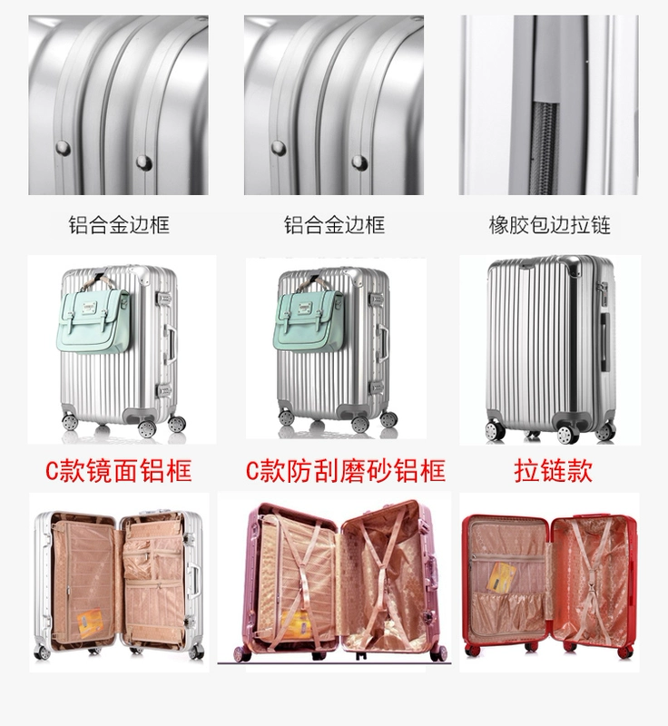 RIMOBAO tăng vàng xe đẩy trường hợp khung nhôm bánh xe mật khẩu phổ hộp 20 29 inch vali vali vali