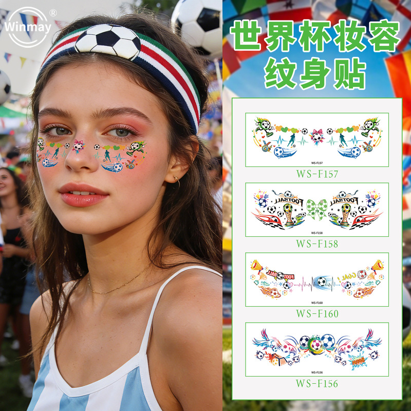 Mejade World Cup Tattoo Stickers Waterproof World Cup Football Sports Event Club Temporary Face Stickers Tattoo