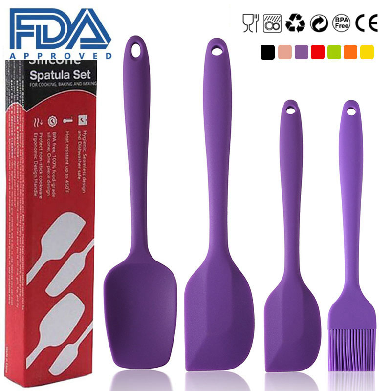 Baking tool one silicone scraper three-piece set mixing knife non-stick small spatula food grade high temperature resistant oil brush