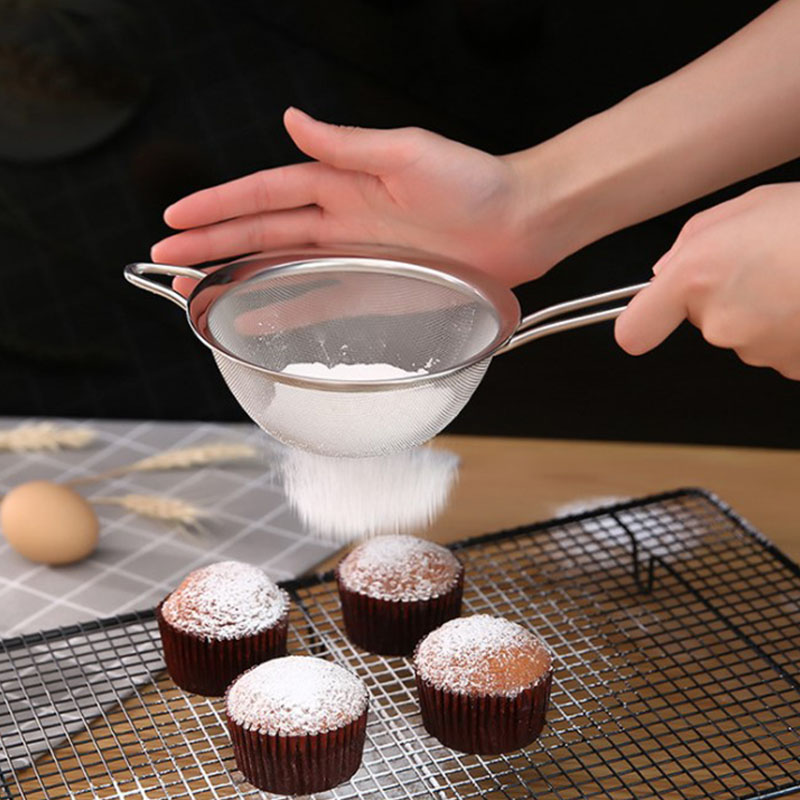 304 stainless steel flour screen handheld 30 mesh sifted sugar powder griddle dumplings mesh surface Super-screen soy milk strainer baking tool