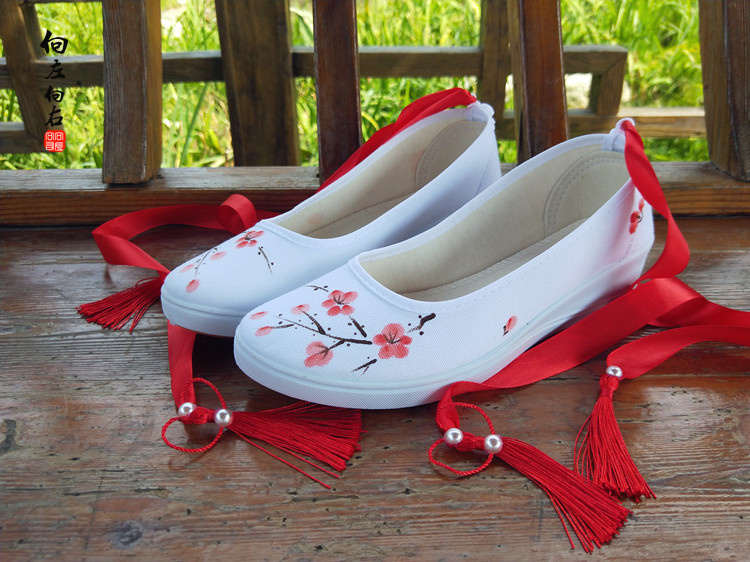 Zihiu-ban đầu vẽ tay theo phong cách cổ xưa phiên bản cải tiến của Hanfu với giày kiểu Trung Quốc dây đeo giày vải khiêu vũ giầy bốt nữ