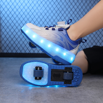 Girls Douyin Heelys shoes double-wheeled boys roller skates with laces adult soles with wheels childrens roller skates for women