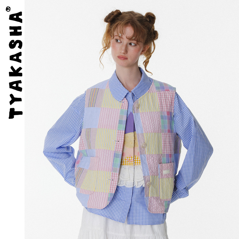 Tyakasha Takasha Women's Vest 2026 Autumn New Cardigan Vest Retro Plaid Vest Jacket for Women