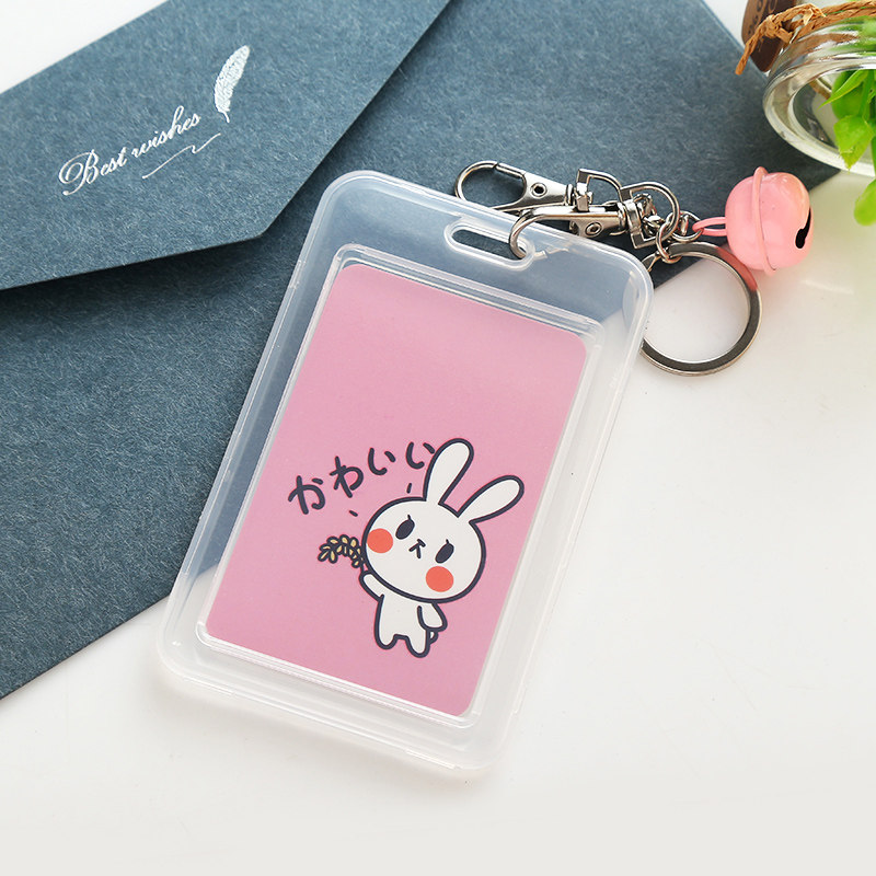 Transparent bus card set keybuckle students campus one card meal card protects the female creative fresh and cute hard shell