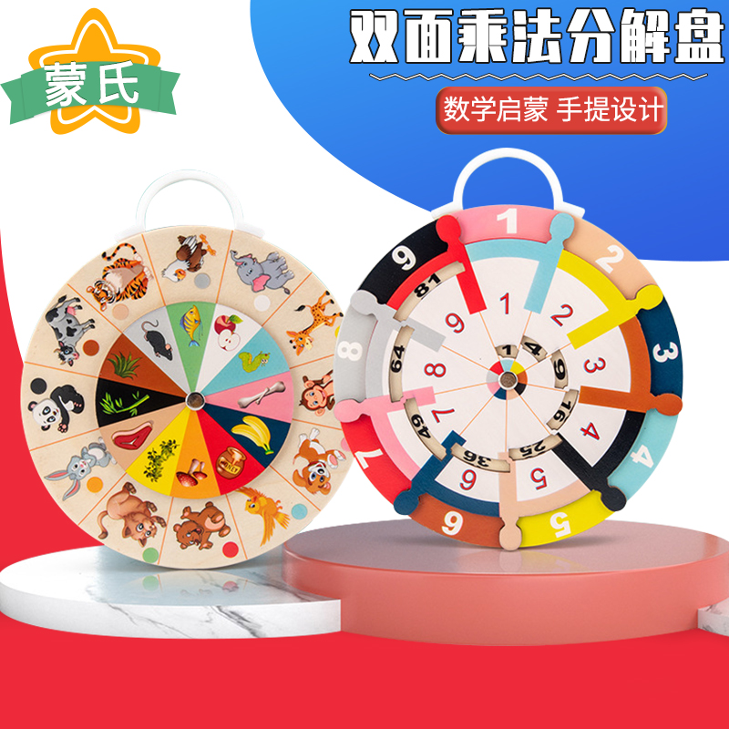 Infant and children early education double-sided mathematics decomposition turntable nine-nine multiplication formula table teaching aids primary school students second grade toys