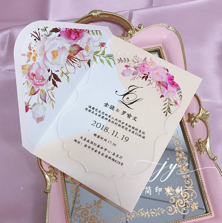Customize small frescoed rose flower Please post menu Heinepost transparent acrylic invitation letter of invitation to Cambodia