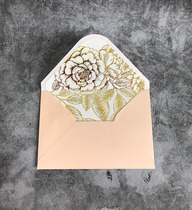 Double bronzing flower leaves rectangular Forest Flower hipster pink wedding invitation envelope