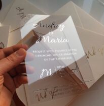 Customized hot stamping Silver Silver transparent acrylic wedding invitation business invitation