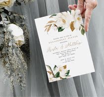 Fully customized thickened white and green watercolor flowers wedding invitations Camson invitation romantic and beautiful wedding invitation